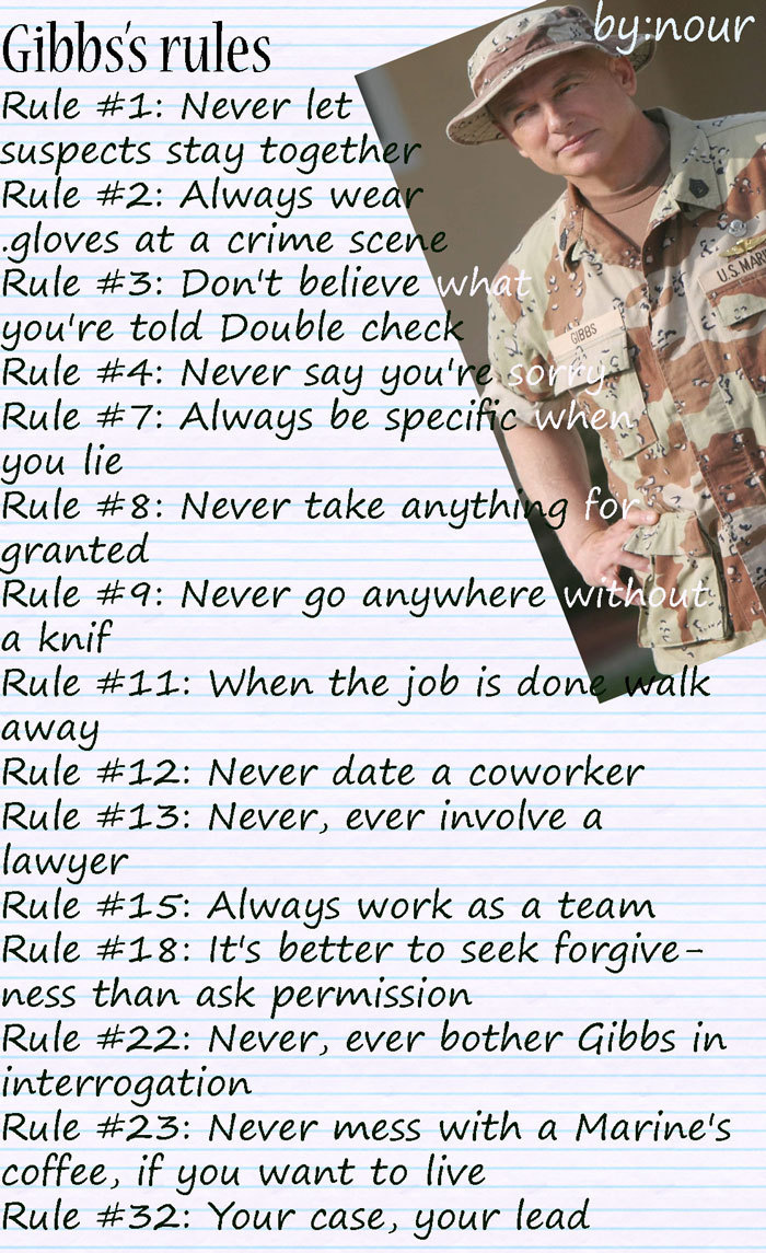 Ncis Gibbs Rules Printable List Get Your Hands On Amazing Free 
