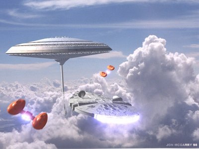  Who is already at awan City when the Millenium helang, falcon arrives?