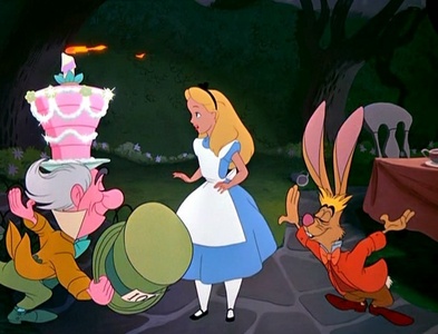 FROM 'ALICE IN WONDERLAND': At the unbirthday tea party, who requests "half a cup" of tea?