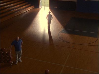  In this scene Lucas says "god doesn't watch sports" then he walks out. Does whitey turn around and look at him when Lucas leaves?