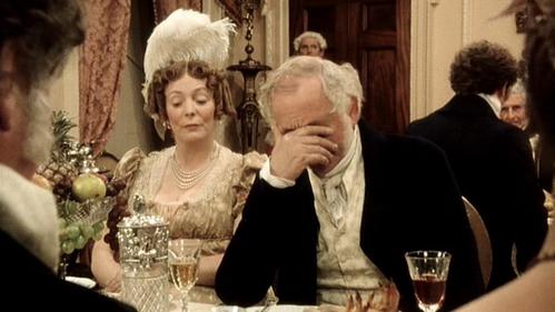  FROM THE 1995 MINISERIES: Who is Mr. Bennet embarrassed da in this scene?