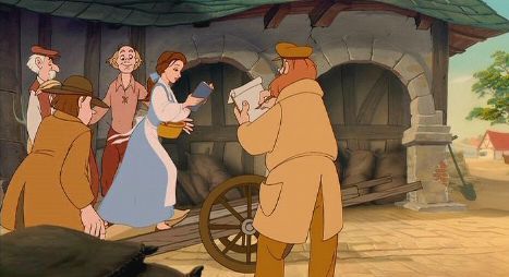  FILL IN THE BLANK: "There she goes, that girl is so peculiar! With a dreamy far-off look! And her nose stuck in a book! What a/an _________ to the rest of us is Belle is."