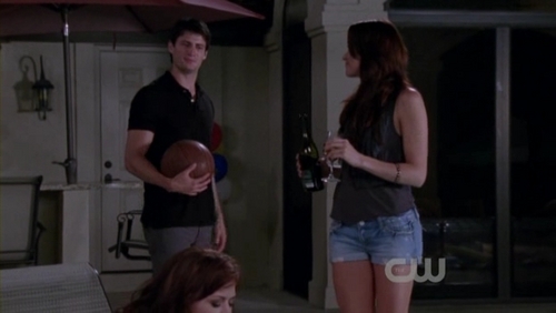  Nathan: Summer night, bottle of wine... Quinn: I know. If I was ________ I would totally be on.