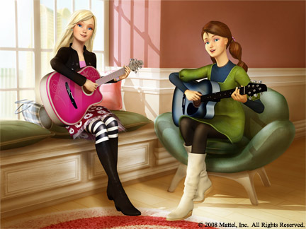 What are the names of the characters Barbie and Teresa play in Barbie and the Diamond Castle?