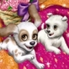  What are the names of the two chiens in Barbie and the Diamond Castle?