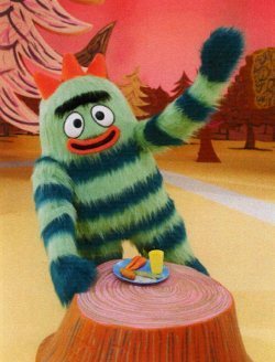  What is the name of the green character on Yo Gabba Gabba?