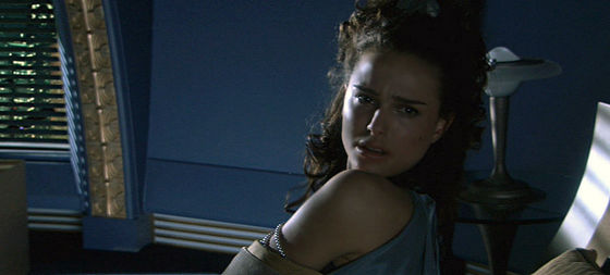  Padmé wakes to realize Anakin isn't in bed with her.she goes off to find him.