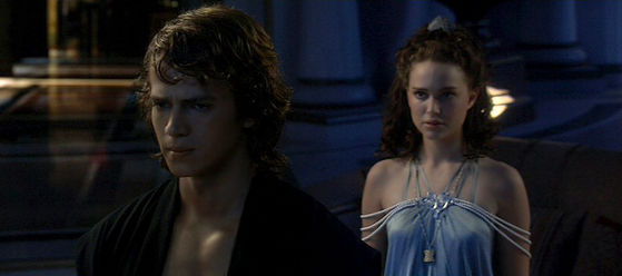 Padmé waits paitently for Anakin to explain his dream to her.