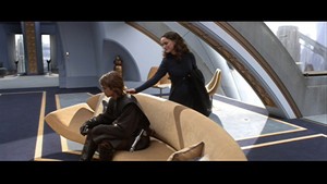  Padmé warmly greets Anakin as she walks into the sitting room of their apartment