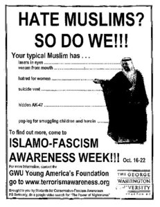  An add mocking "Islamo-Fascism Awareness Week" at Georg Mason University, 2007
