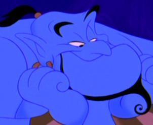  4. Genie (Aladdin) Positive: kind, funny, selfless, knows lots of cool magic trick, voiced por Robin Williams Negative: trapped in an "itty bitty livin' space", very dangerous in the wrong hands