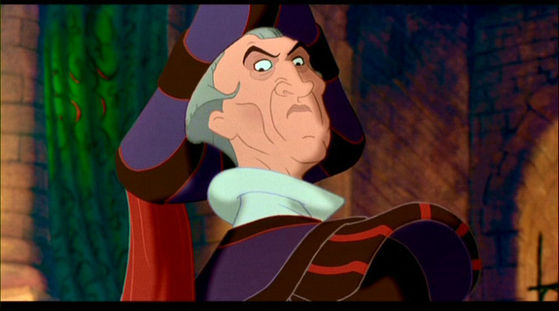  Judge Claude Frollo: tries to kill a whole race of people, and wants to do some very improper things to a young woman. Not to mention he thinks he's a holy man.