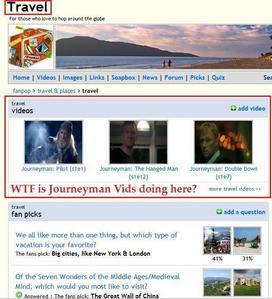 "Journeyman" videos in the travel spot. *sigh*  (image credit to Cinders)