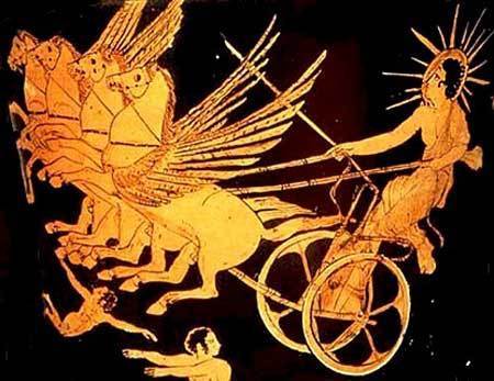  Everyday, Helios rides the chariot of the sun, to give light and heat to the world.