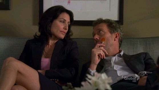 27. this is the second time house & cuddy are watching TV together but my fav moment in this scene is where house starts checking out cuddy’s ass while sucking on a lollipop.