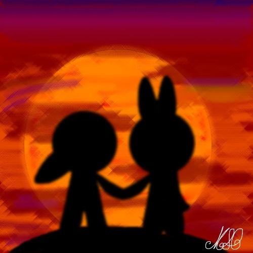 Aaw, it's love in the sunset.