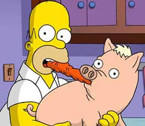  Homer and infamous labah-labah, laba-laba Pig. (Later renamed Harry Plopper)
