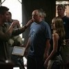 Jensen Ackles and Alona Tal playing between takes.   doraweasley photo