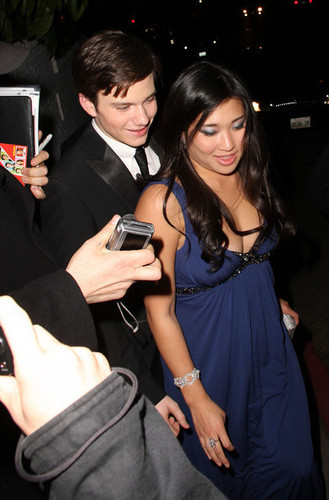  Chris Colfer and Jenna Ushkowitz outside château Marmont after the SAG awards