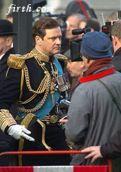 Colin Firth on set of The King's Speech