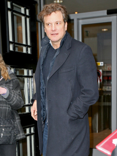 Colin Firth leaving Radio 2 offices on 29/01/10