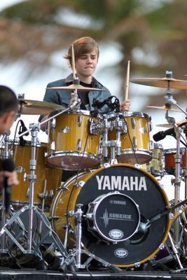 Justin Bieber playing drums