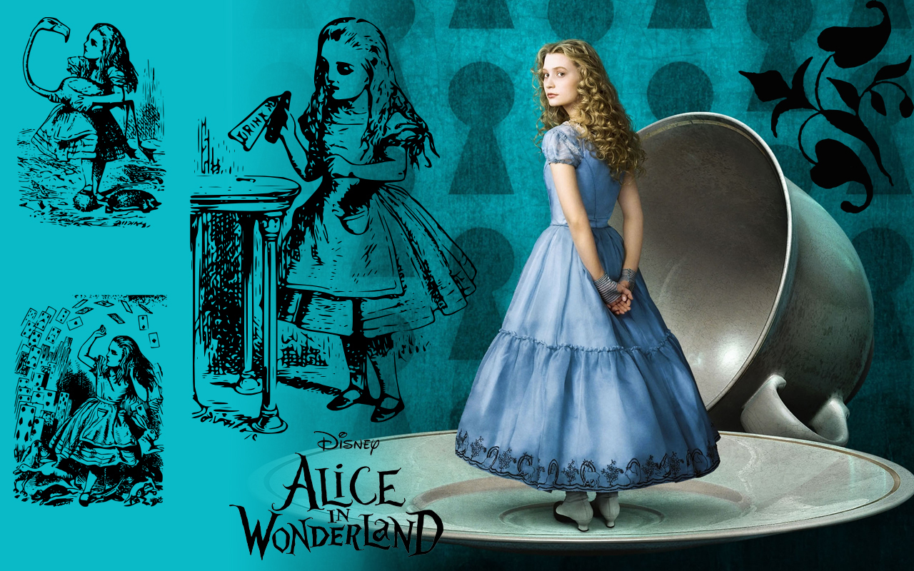 Alice Wallpaper - Original Line Drawings - Alice in Wonderland (2010 ...