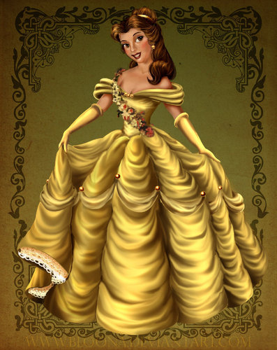  Coloring Book Page of Belle Colored in the Style of a Classic Painting