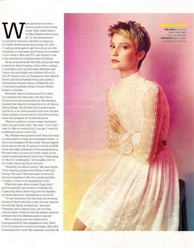 Mia Wasikowska in Sunday Telegraph Magazine