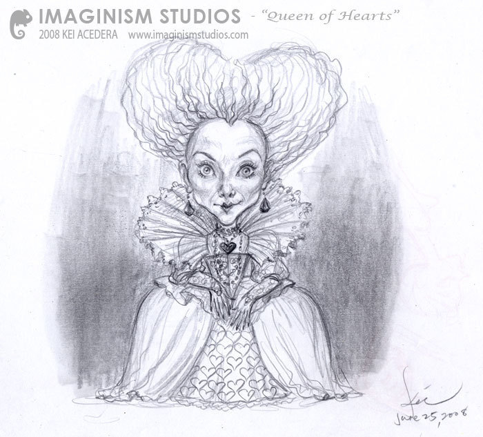 alice in wonderland queen of hearts drawing