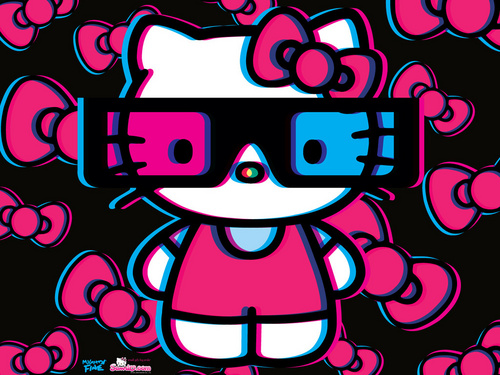  3-D Hello Kitty वॉलपेपर