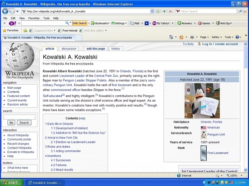  Kowalski's "Wikipedia" Page