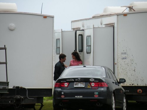 Foxy and Evie on set <3