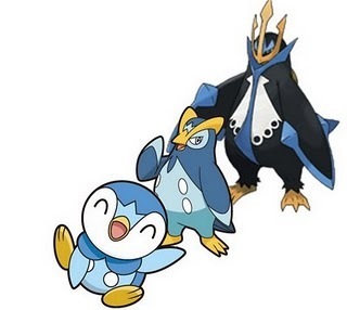  Piplup, prinplup, and empoleon