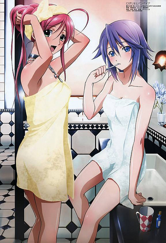 Moka and Mizore wrapped in towels
