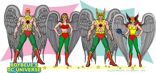 Pre-Crisis Hawkman & Hawkgirl from Earth-One and Earth-Two