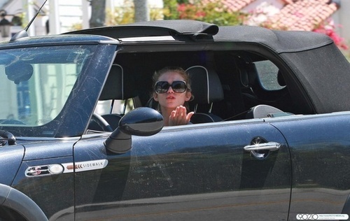  AnnaLynne McCord seen driving in her Mini Cooper and blowing kisses