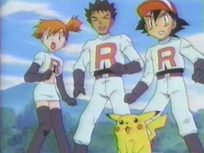  Ash, Misty, and Brock dressed as Team Rocket