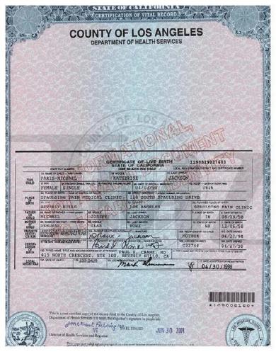  Paris' birth certificate