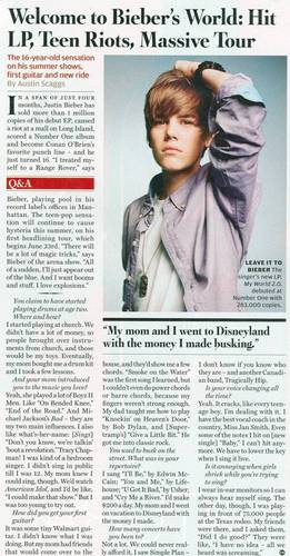 Rolling Stone Bieber World article