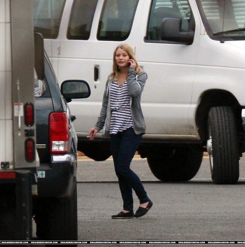 Emilie on the set of Lost
