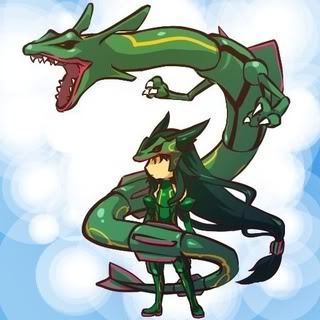 Rayquaza and Trainer