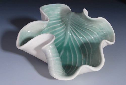 Hosta plate Handmade pottery