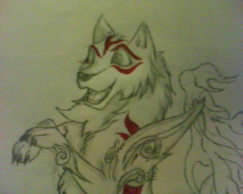  My Drawing of a lobo Styled like Amaterasu