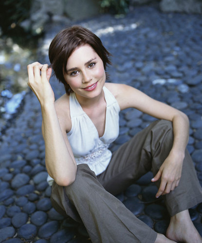Alison Lohman Sitting on a Stone Path [Photo Shoot]