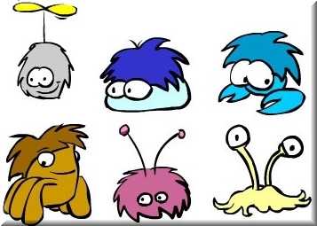  Here are the designs of what puffles were going to look like.