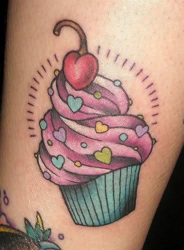  cute cupcake, kek cawan tattoo