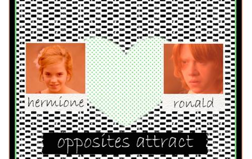  Opposites Attract: Hermione Granger & Ron Weasley kertas dinding
