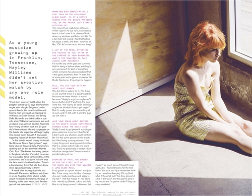  Hayley Williams of Paramore: Nylon magazine scans