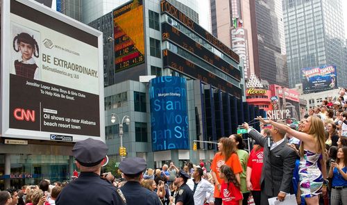  Jennifer Lopez Unveils 'Be extraordinary' Billboard, Times Square - June 10 2010